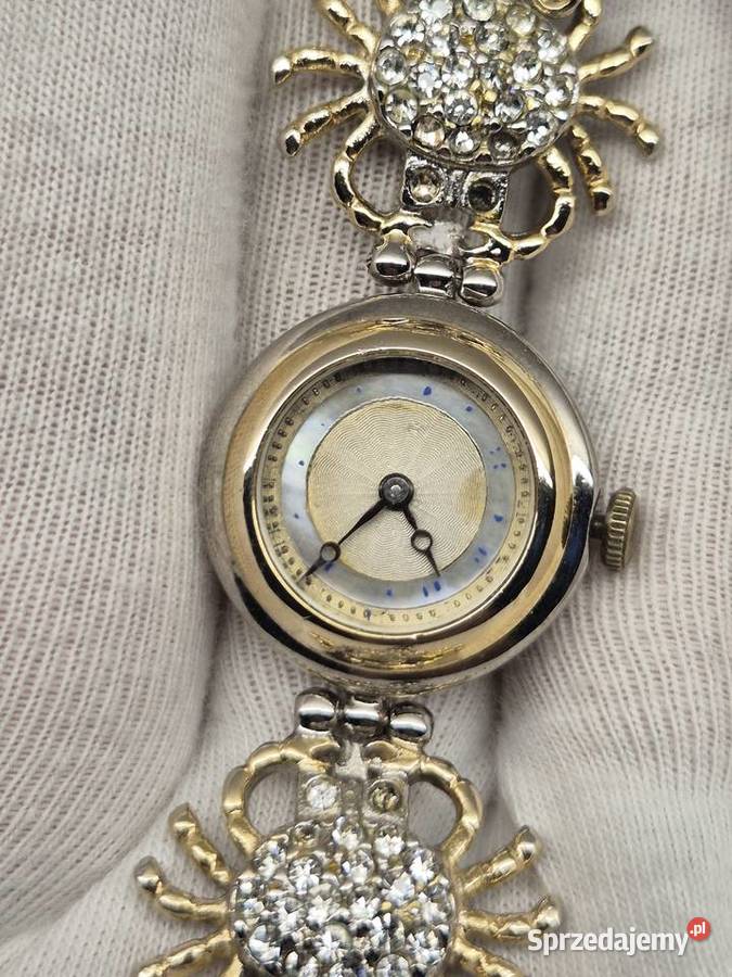 Vintage piękny biżuteryjny zegarek szwajcarski Chorzów