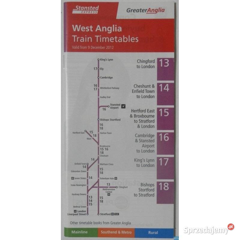 West Anglia Train Timetables 2012 Pozostałe Radom