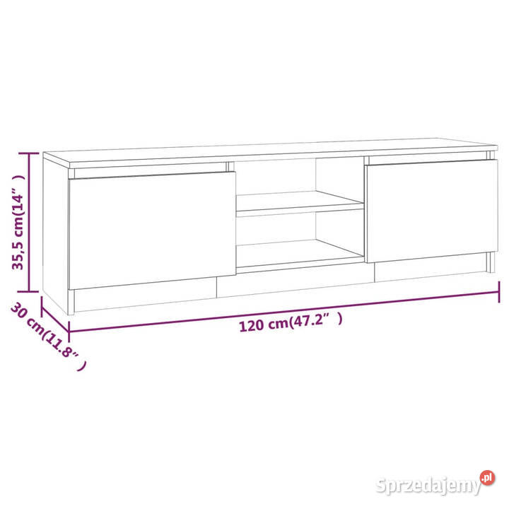 Szafka pod telewizor przydymiony dąb 120x30x355 RTV Warszawa