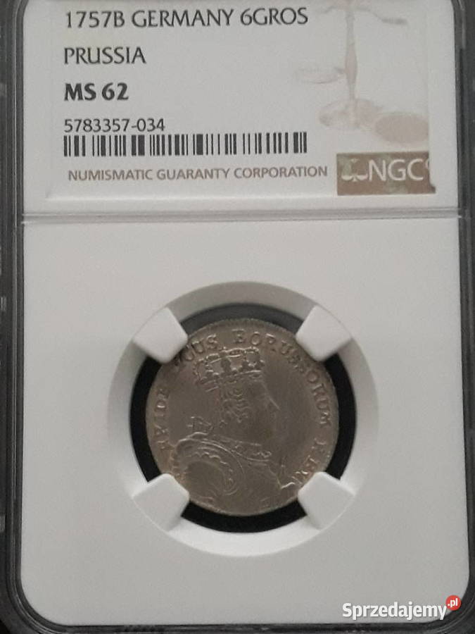 6 Groszy 1757 r B Wrocław NGC62 Numizmatyka Antyki, Sztuka, Kolekcje Konin