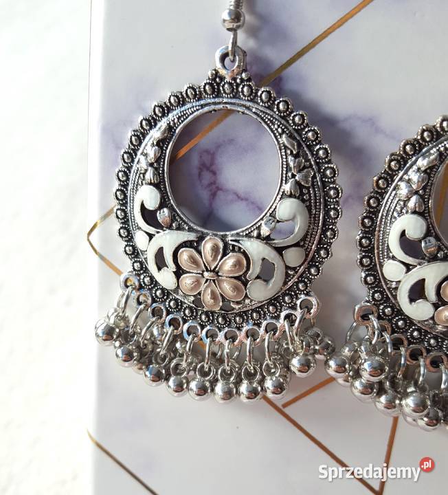 Orientalne kolczyki boho koła srebrny kolor Kolczyki Szczecin sprzedam