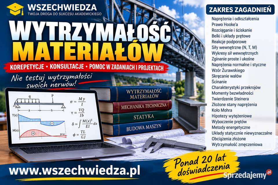 Wytrzymałośc materiałów korepetycje Warszawa
