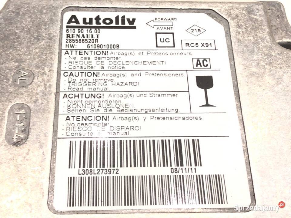 SENSOR AIRBAG RENAULT LAGUNA III 285586520R 0715 Poduszki powietrzne sprzedam