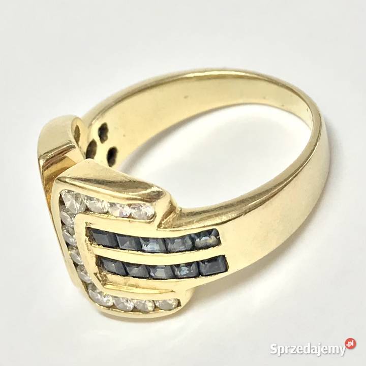 Złoty PIERŚCIONEK 18K SZAFIRY i BRYLANTY 045ct złote Biżuteria dla Pań mazowieckie Warszawa