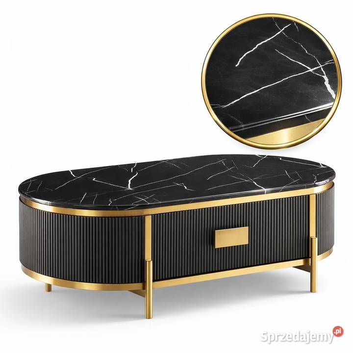 Grafitowy stolik kawowy glamour Omega ryflowany Golkowice