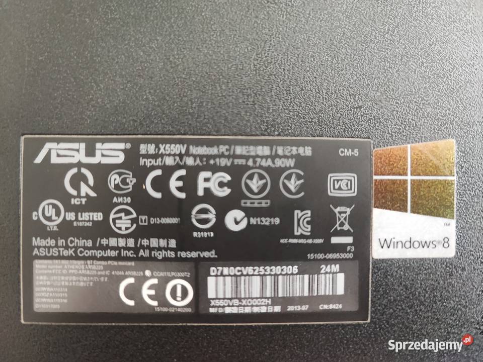Sprzedam Laptop ASUS X550V i5 3230M 4GB 500 DVD podlaskie Białystok sprzedam