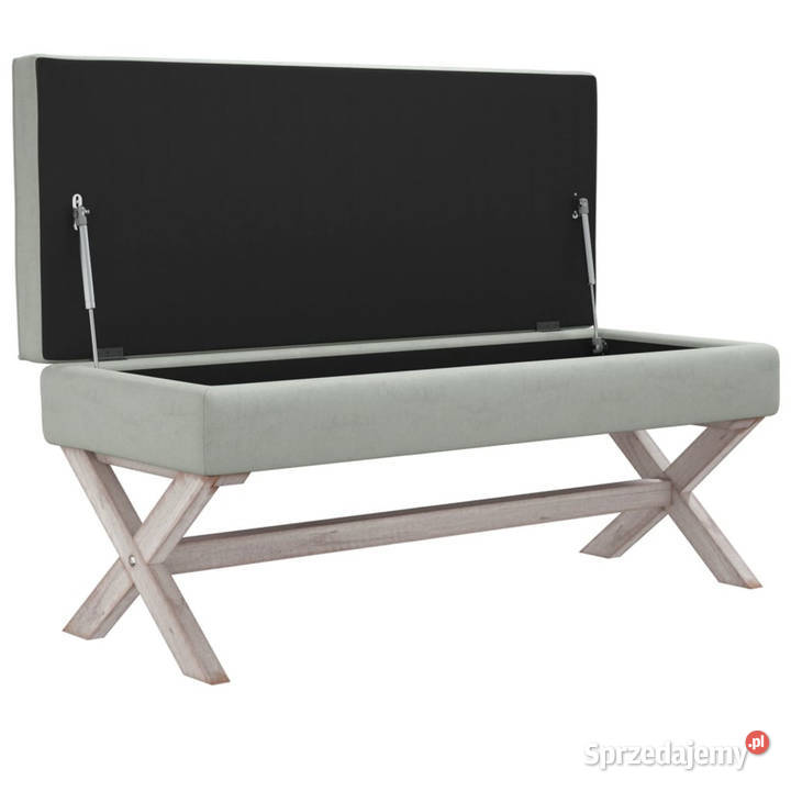 Stołek ze schowkiem jasnoszary 110x45x49 aksamit mazowieckie Warszawa
