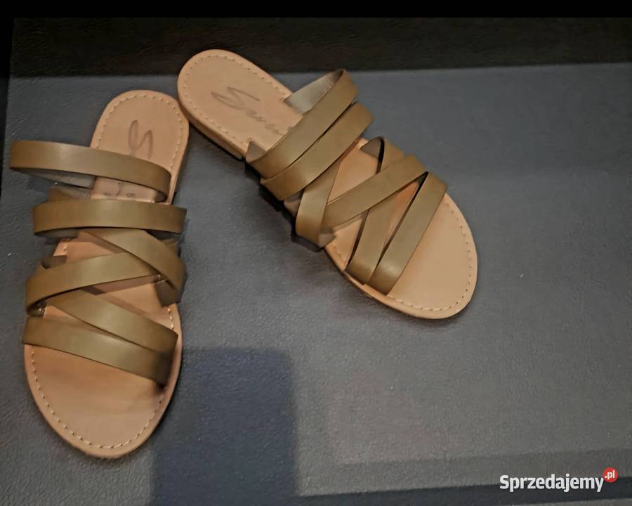 Klapki buty damskie Seven7 stan b paski khaki