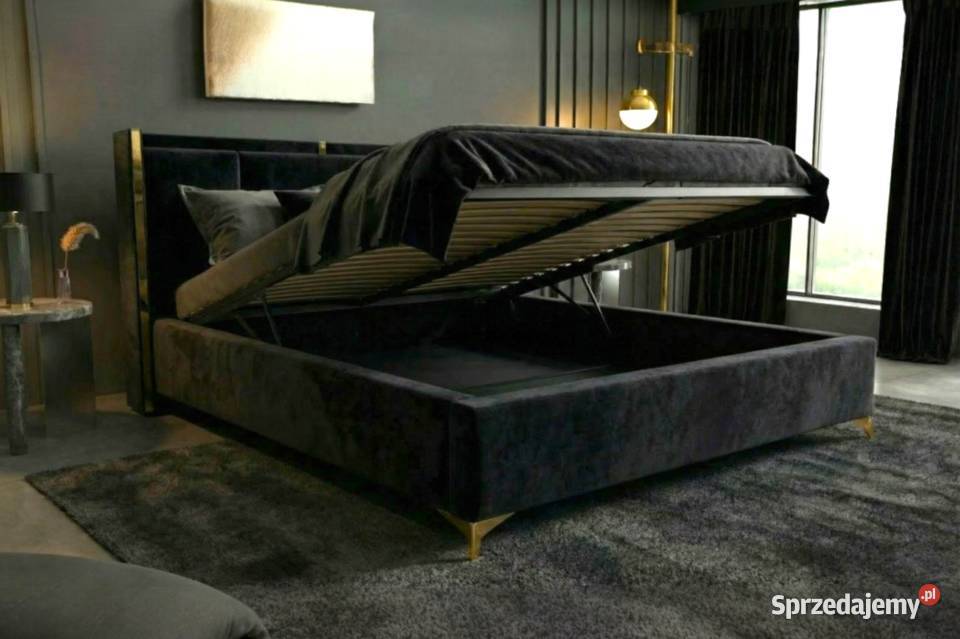 Łóżko ROKO czarne 160x200 pojemnik na pościel 190cm Białystok sprzedam