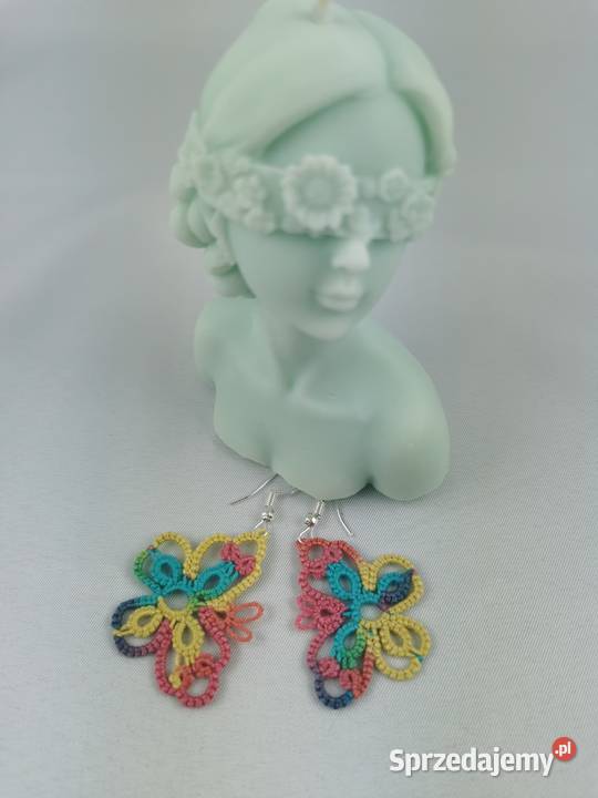 Kolczyki frywolitkowe Wiśniowa