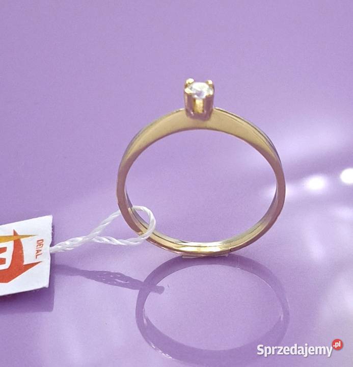 Pierścionek r17 Złoty pr585 classic z jednym złote Poznań