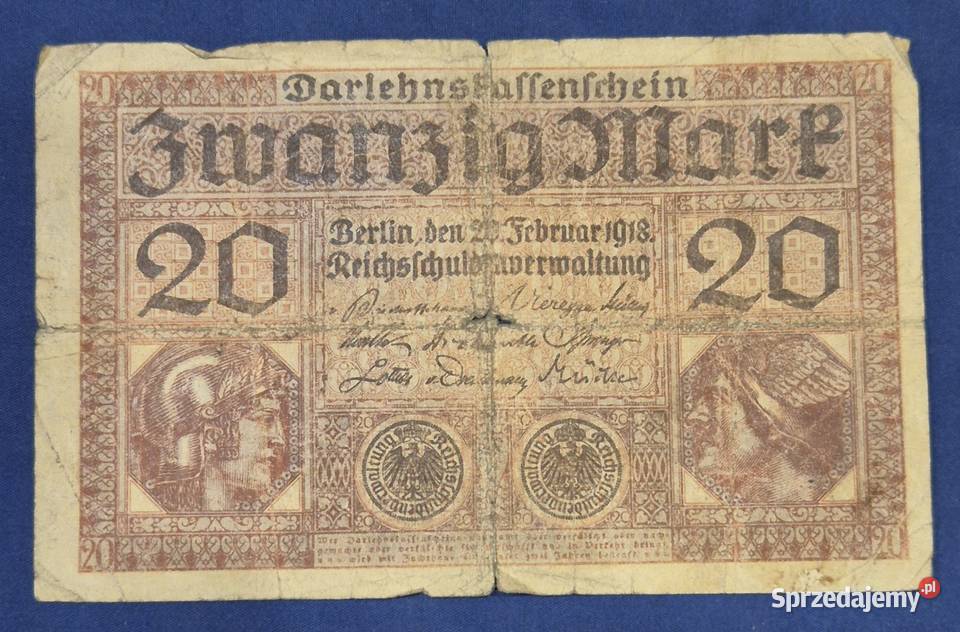 Niemcy banknot 20 marek 1918