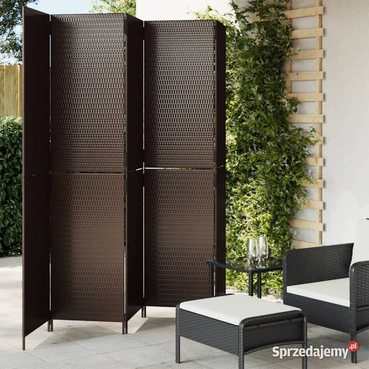 Parawan 5panelowy brązowy polirattan WM365365 Warszawa