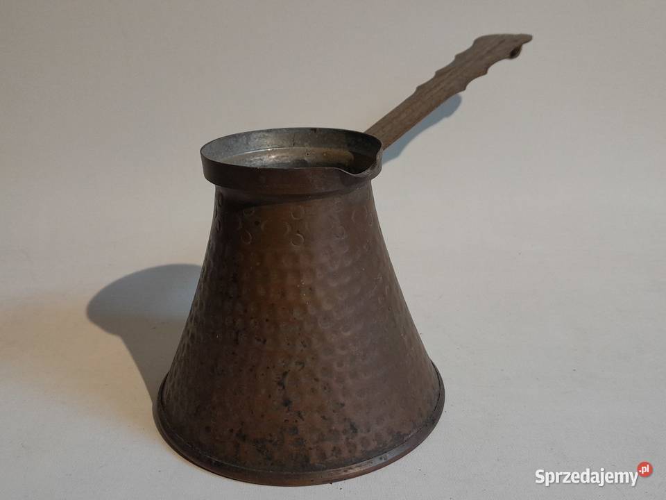Stary miedziany tygielek dżezwa do parzenia kawy śląskie Dąbrowa Górnicza