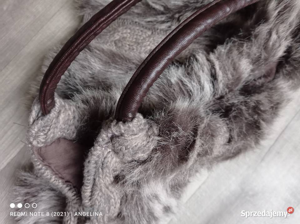 Torebka szare futerko i sztuczna brązowa skóra łódzkie Łódź