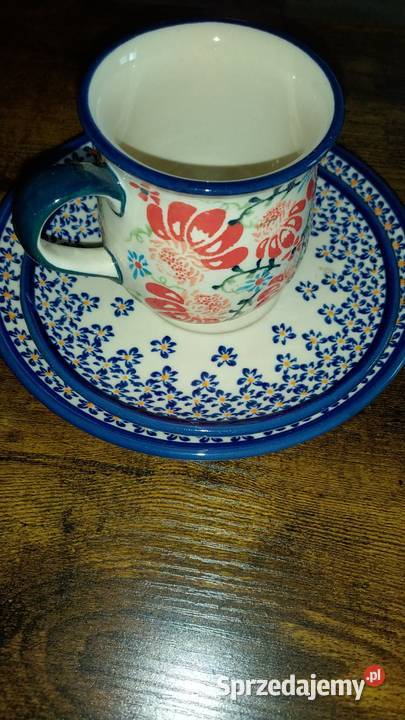 Komplet dwa talerze kubek Bolesławiec