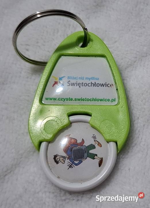 Breloczek zielony żeton na wózek sklepowy 21mm Czeladź