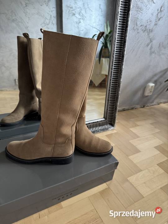 Kozaki damskie Zara 37 skóra naturalna zamszowa