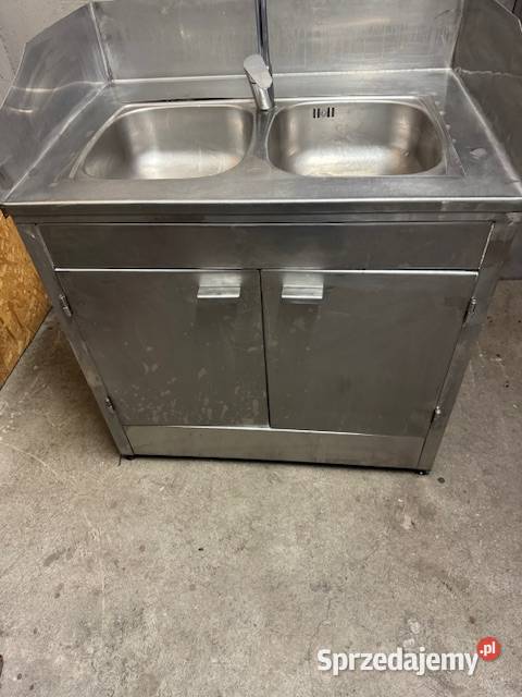 Zlew gastronomiczny dwukomorowy z szafką stal Głogówko