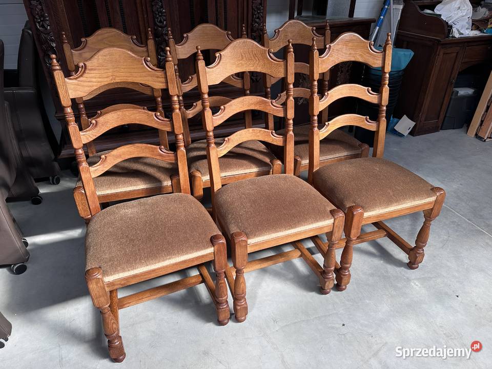 Masywne ciężkie dębowe krzesła Sławoszewek