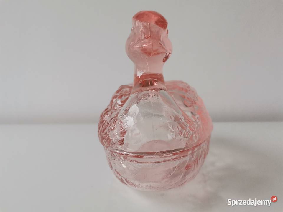 Stara różowa bomboniera figurka Kaczka HSG