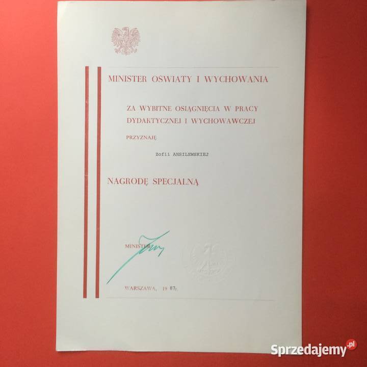 1843 Przyznanie Nagrody Specjalnej Ansilewska Szczecin