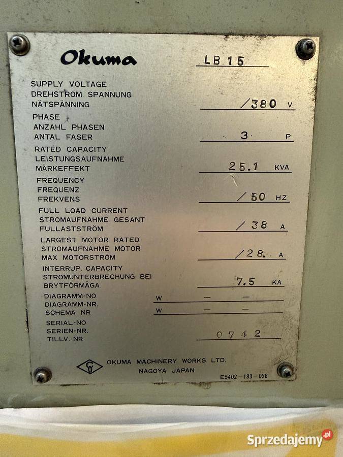 Tokarka Okuma LB 15 CNC Tarnowskie Góry