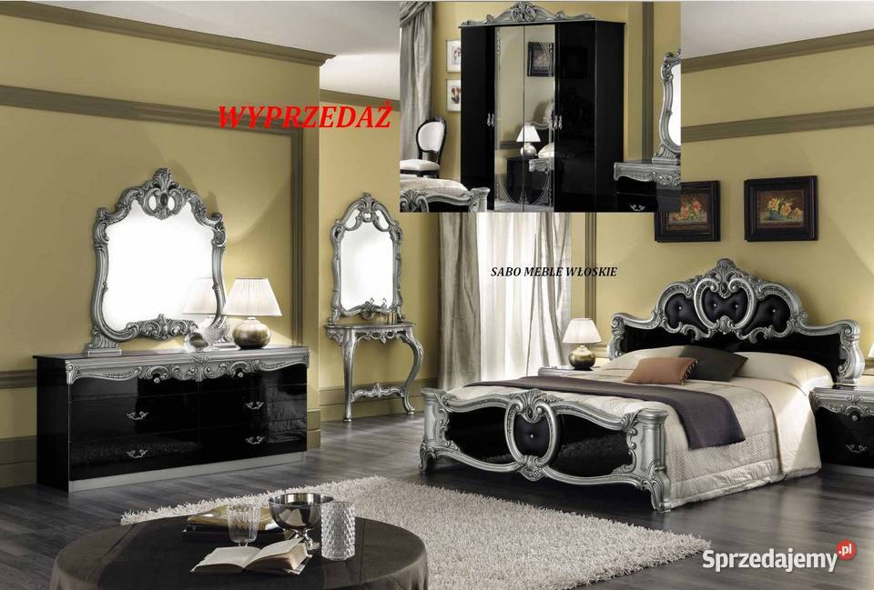 Klasyczna sypialnia Barocco 4d czarnosrebrna Przemyśl
