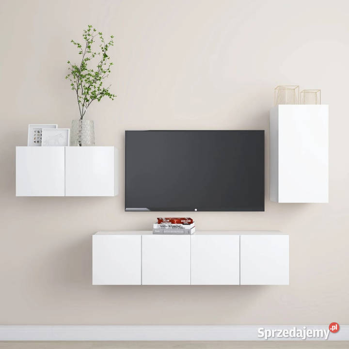 4cz zestaw szafek TV biały materiał Meble Warszawa sprzedam