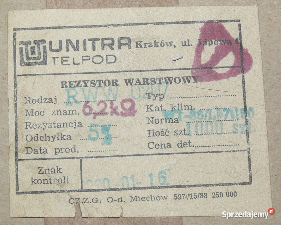 REZYSTOR TELPOD UNITRA RWW RWC OWZ różne 3 50 Białogard