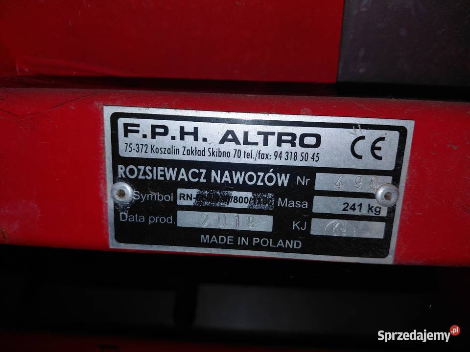 Rozsiewacz Altro 1200l nierdzewka Przeworsk