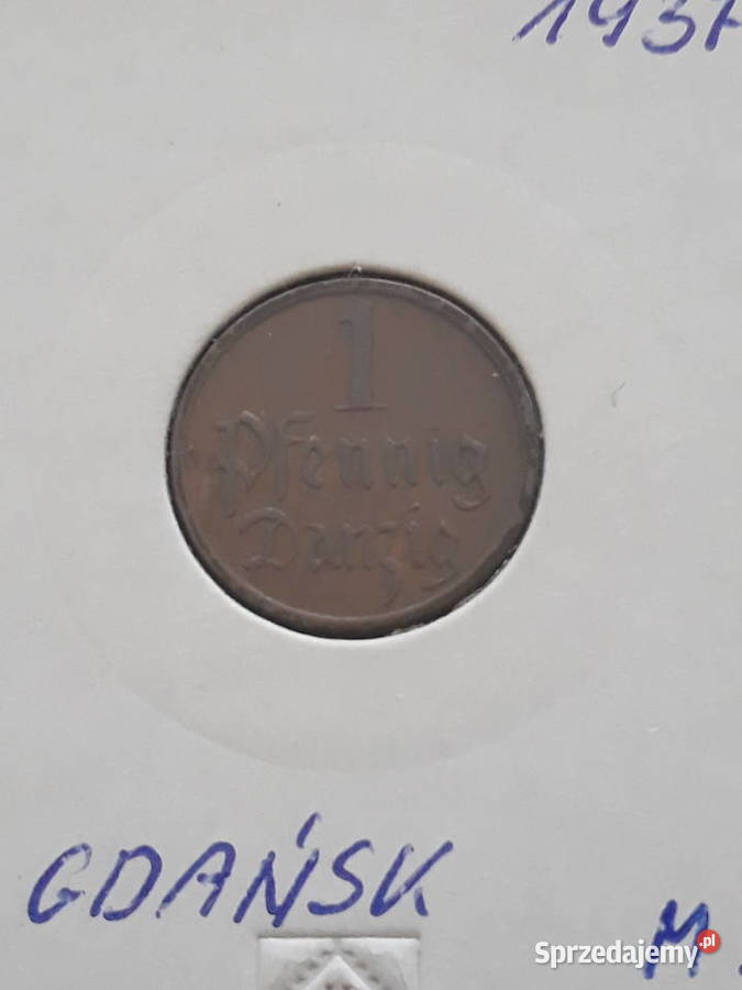 1 Fenig Wolne Miasto Gdańsk 1937 r Piękne M Konin