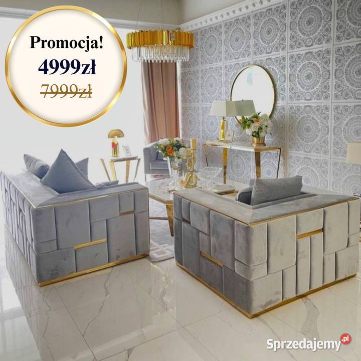 Nowoczesny złoty fotel glamour tapicerowany mazowieckie Warszawa
