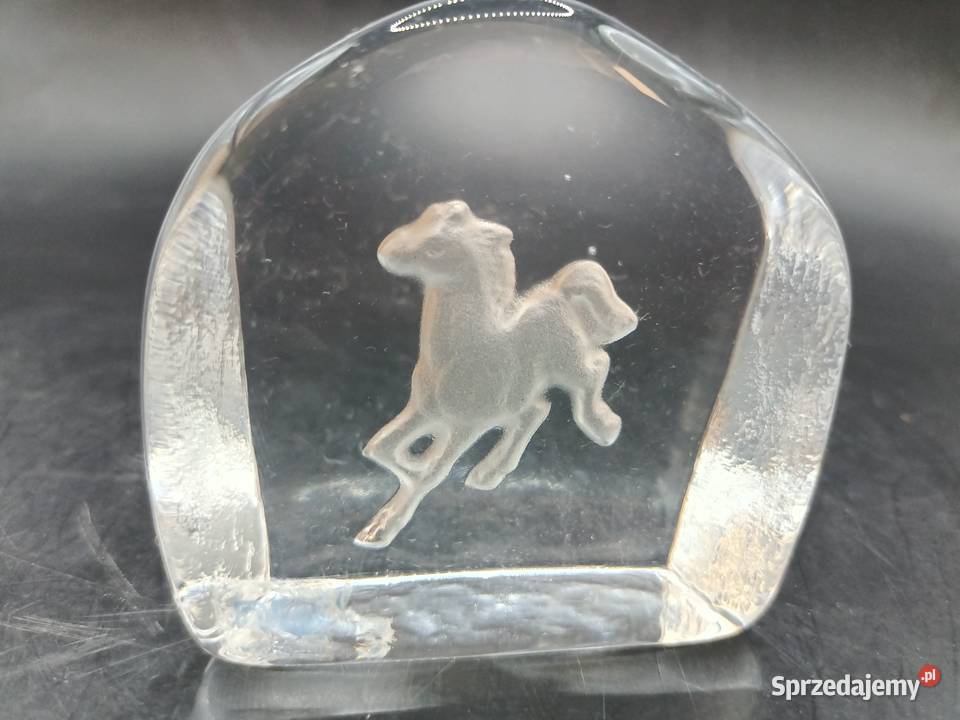 Szkło vintage przycisk do papieru koń źrebak Porcelana i szkło