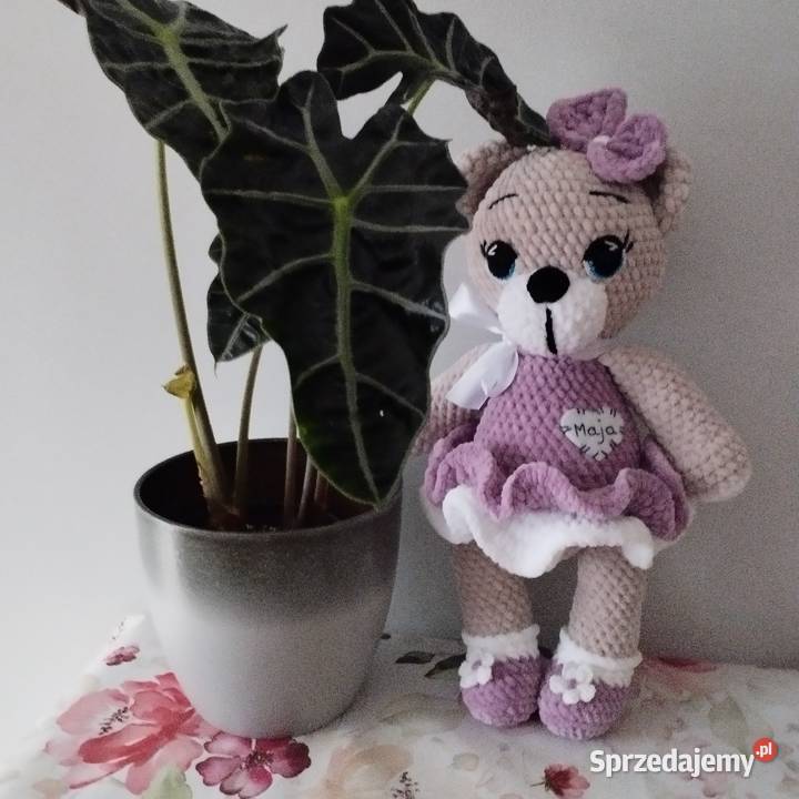 Miś przytulanka dziewczynki na szydełkumaskotka śląskie Ruda Śląska