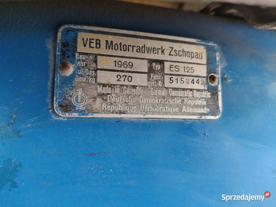 Motocykl MZ ES TROPHY 125 1969r z dokumentami do 125cm3 Motoryzacja Nowe Skalmierzyce