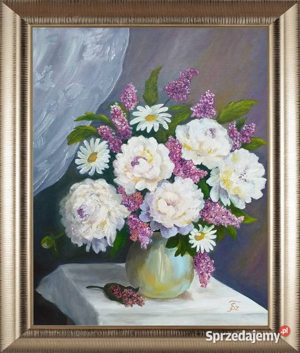 Obraz olejny Białe piwonie Lublin