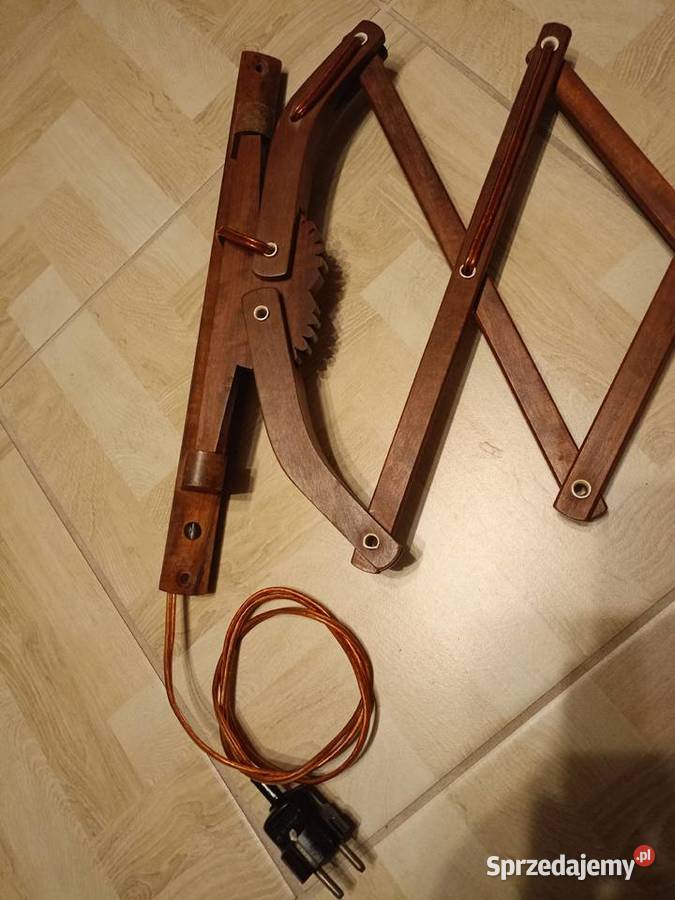 Zabytkowa Lampa nożycowa tekowa Vintage Kinkiet Kinkiety Drawski Młyn sprzedam