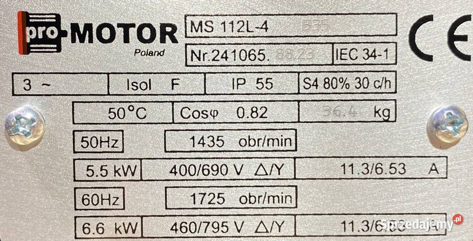motoreduktor przekładnia 55kW 144obr kujawsko-pomorskie Pigża
