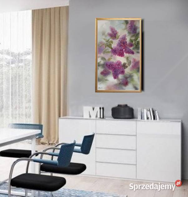 Kwiaty Bzy ręcznie malowany olejny L Olbrycht Malarstwo Nowy Sącz