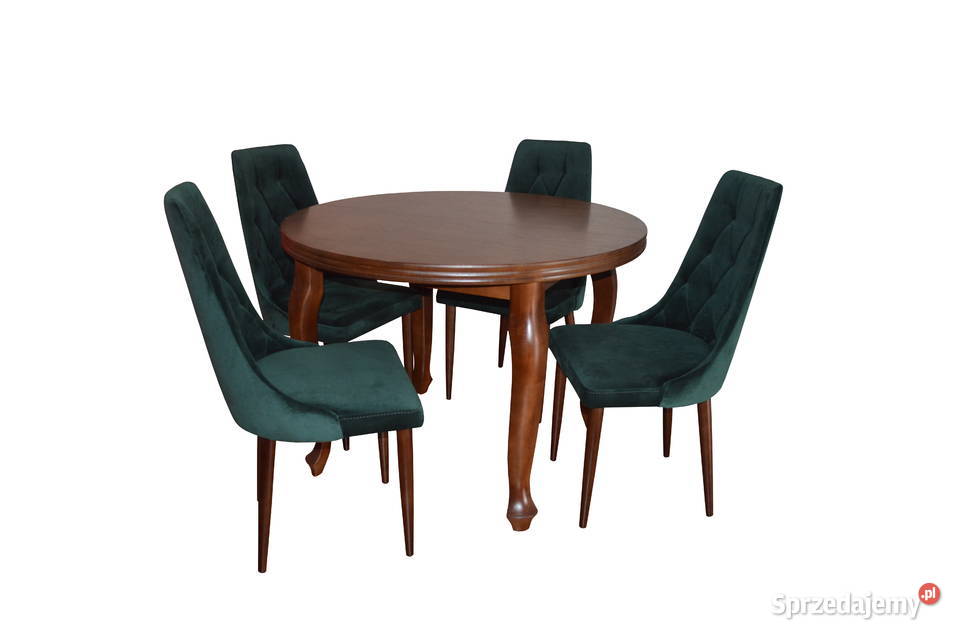 Okrągły rozkładany stół Fi 100+40, 4 krzesła KENZO , HIT