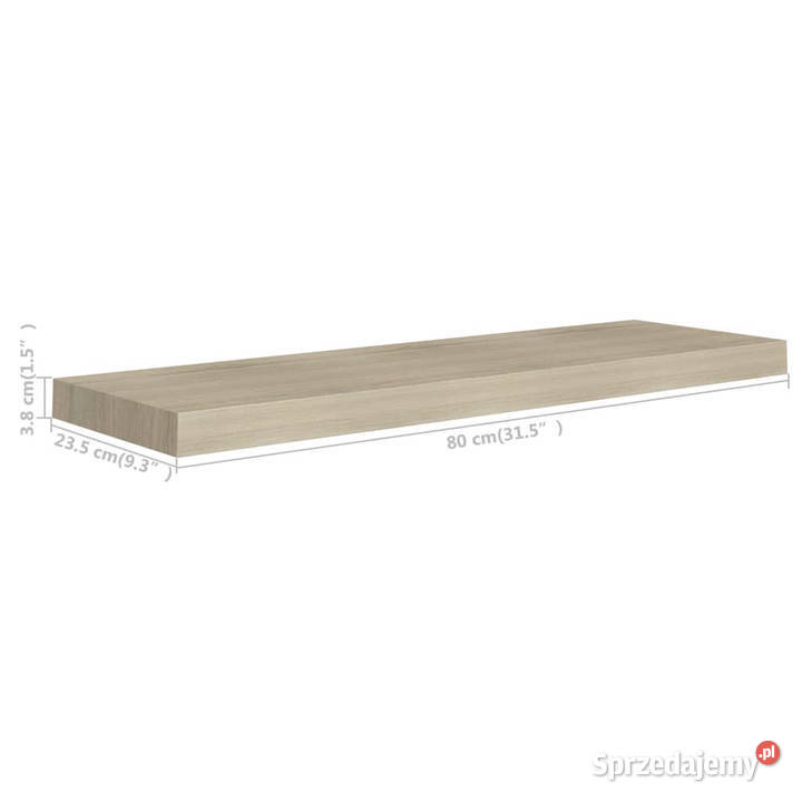 Półka ścienna kolor dębowy 80 x 235 x 38 MDF Warszawa