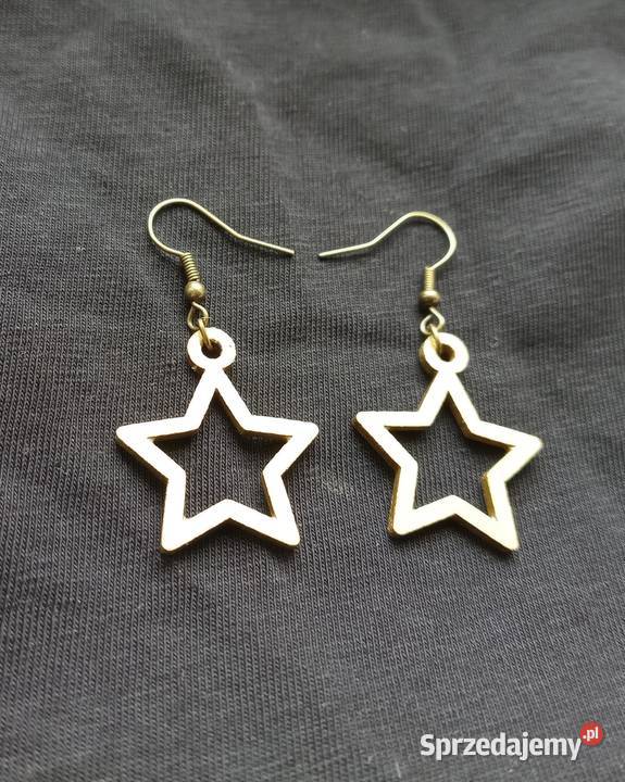 Kolczyki Gwiazdki drewniane handmade Zegarki i Biżuteria Sosnowiec