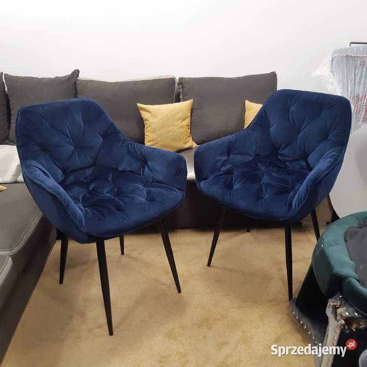 KRZESŁA welur NOWE z ekspozycji granatowe LOFT 4 Ostrowiec Świętokrzyski