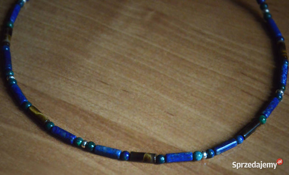 Lapis Tygrysie Oko Chryzokola Naszyjnik męski Bydgoszcz sprzedam
