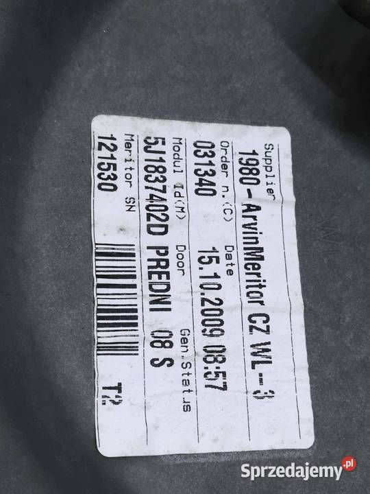 MECHANIZM SZYBY PRAWY PRZÓD 5J1837402D Skoda