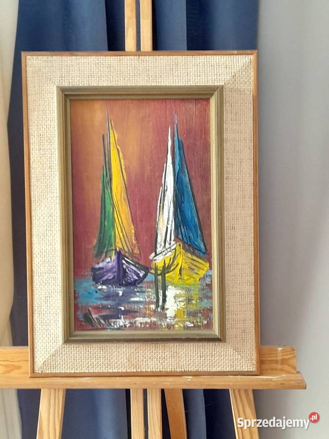 Kolorowe żaglówki obraz olejny Malarstwo mazowieckie