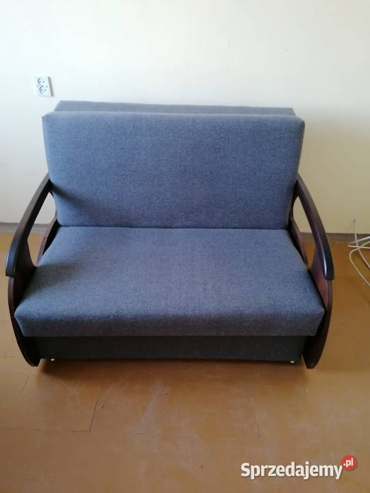 Sofa rozkładana z oparciem drewnianym Olkusz