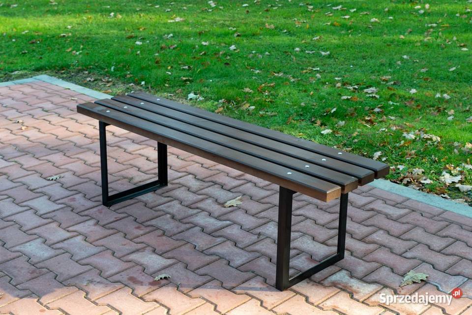 Ławka ogrodowa bez oparcia stalowa miejska Jordanów Śląski