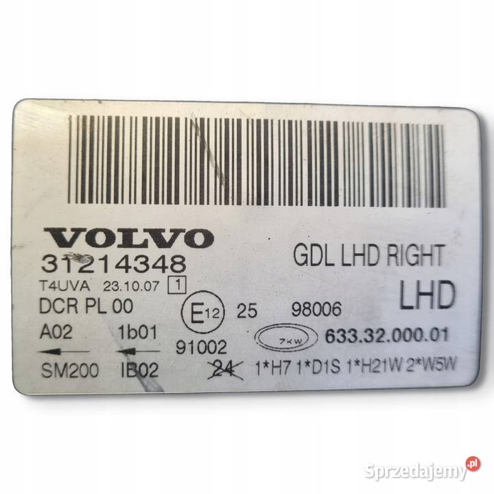 LAMPA Volvo V70 III S80 II PRZEDNIA PRAWA XENON Chełm